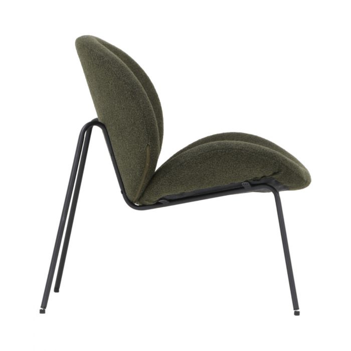 Kaunis, vihreää buklee kangasta oleva nojatuoli, yksittäiskappale!